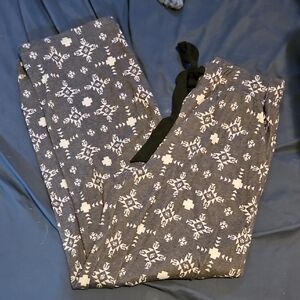 Gray Snowflake Pattern Pajama Pants